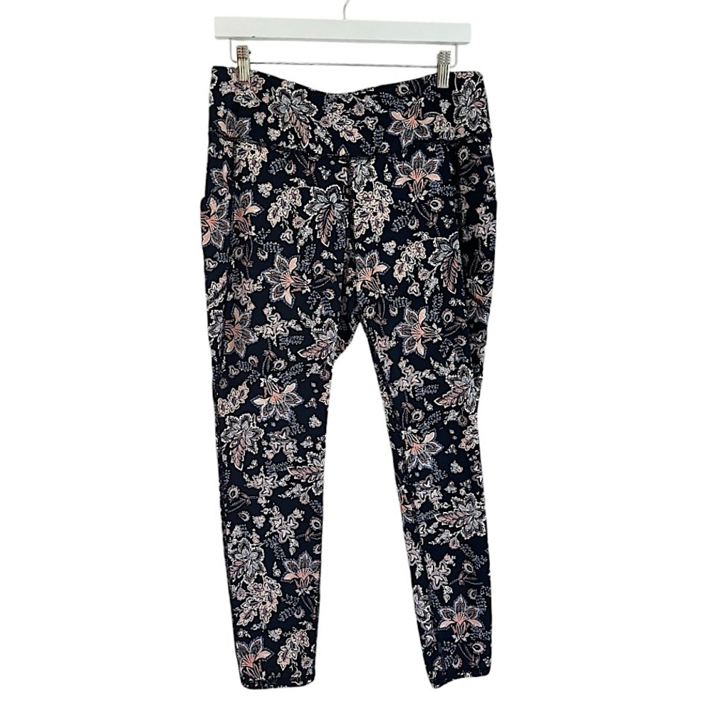 J. Jill Women’s Fit Performance Ankle‎ Leggings Floral Blue Pink Size Medium